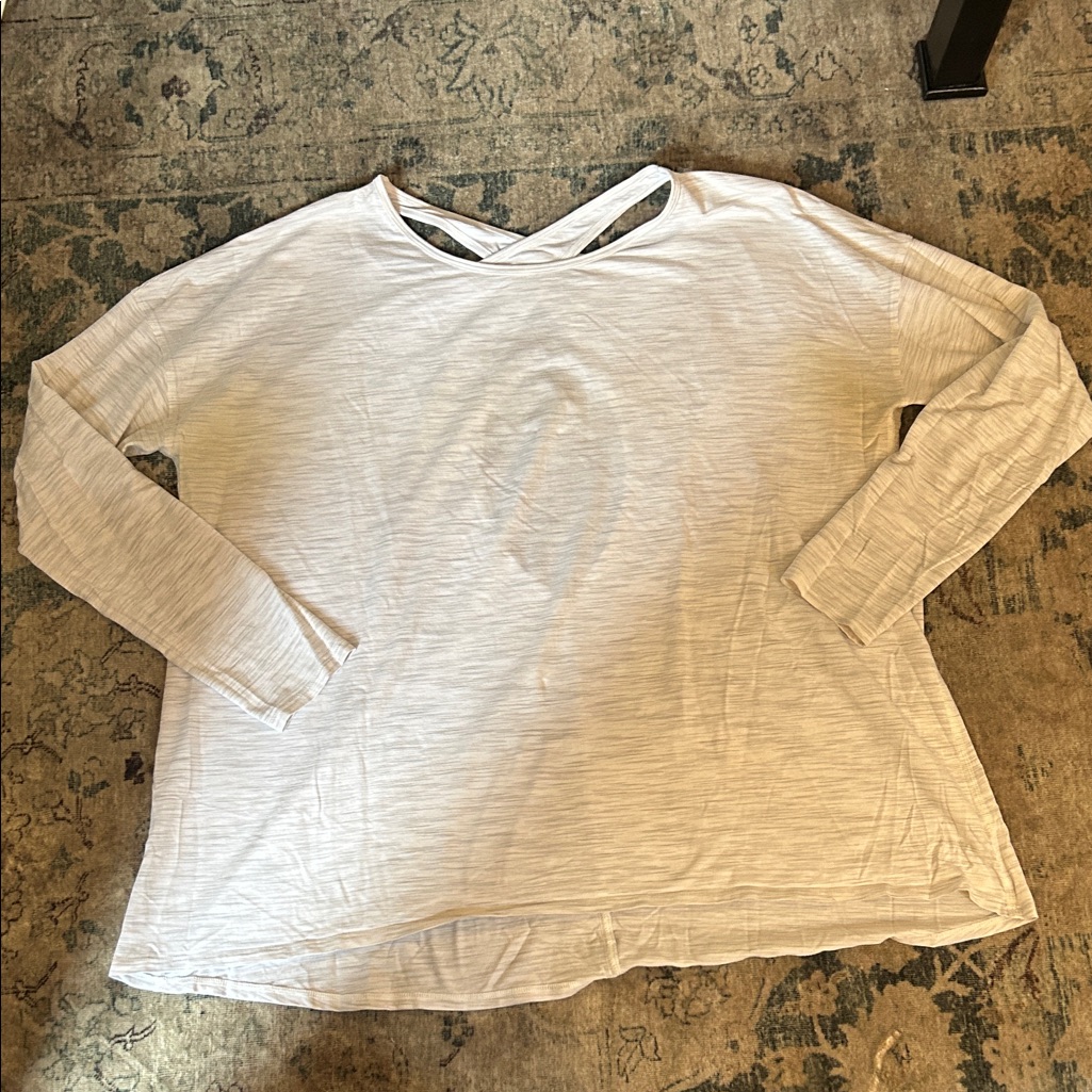 Lululemon Athletica Light Cream Long-Sleeve Cross-Back Top